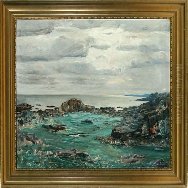 Erik William Johnsen: Danish Coastal Scenery From Bornholm Island At Dust. Signed With A Monogram And Dated 23 - view 1