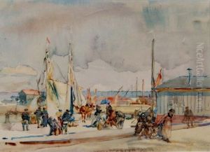 Unloading Honfleur by Ernest Borough Johnson