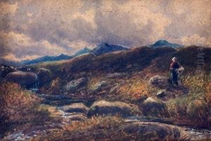 Paesaggio Con Torrente E Contadina by Harry John Johnson