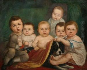 Six Children With Their Dog And Doll by Joshua Johnson