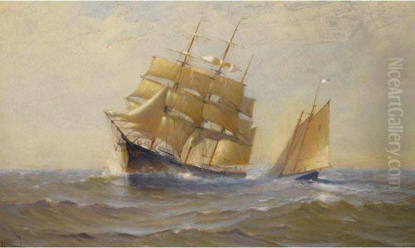 Clipper Ship And Sailboat - view 1