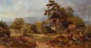 Townsend , Children Playing, Signed, Watercolour, 23 X 43 Cm.; 9 X 17 In