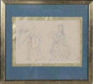 A Beaked Monk And A Lady by George Liddell, Rev Johnston