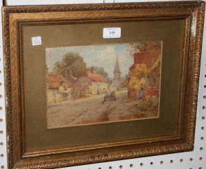 Landscape With Figure Andcottages by John Humphreys Johnston