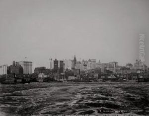 Tall Buildings Of N.y. (from The East River). by John R. Johnston