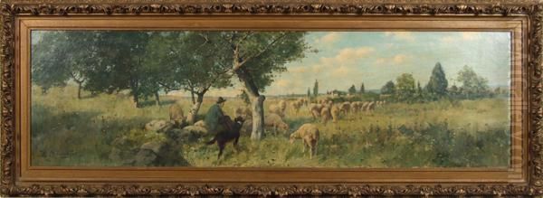 Panoramic Landscape With Shepherd And Flock - view 1