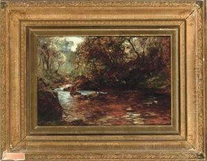 Fishing On A Quiet Stretch Of River by George Whitton Johnstone