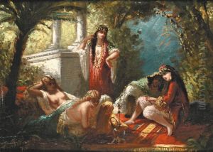 Scene De Harem Autour D'un Narghile by Antoine Edmond Joinville