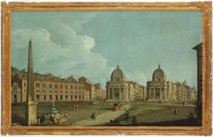 Vue De La Piazza Del Popolo by Antonio Joli