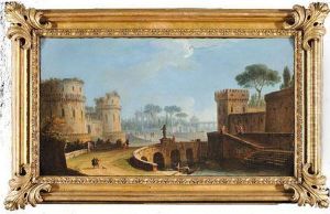 Veduta Fantastica Con Castelli E Tempietto Circolare In Lontananza