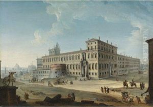 View Of The Piazza Montecavallo With The Palazzo Delquirinale