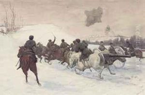 Russian Artillery Charging Through The Snows Of East Prussia Russian Artillery Charging Through The Snows Of East Prussia