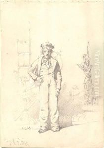 Sailing Ships; Young Man by Calvert Richard Jones