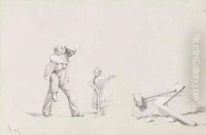 Father Playing With His Children by Calvert Richard Jones