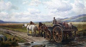Horse And Cart Fording A River