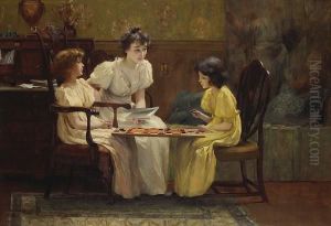 Young Girls Playing Checkers by Francis Coates Jones