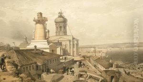 Figures In A Fortified Port In The Crimean War, Publ March 1st, By Paul & Dominic Colnaghi & Co 13&14, Pall Mall East, Day & Sons, After William Simpson 1823-1899 - view 1