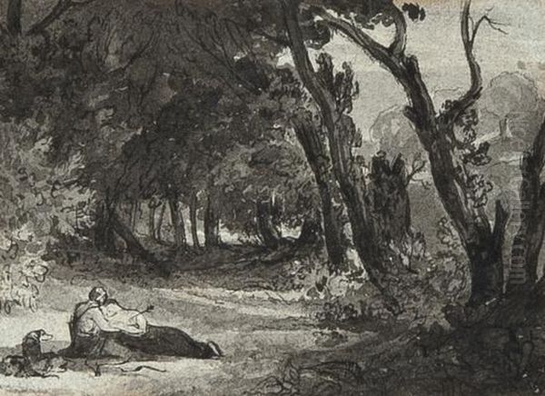 Classical Figures In A Wooded Landscape - view 1