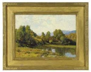 A Wooded Stream In Summer 
Oil On Canvasboard by Hugh Bolton Jones