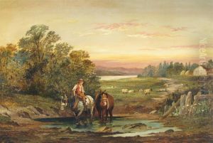 Pastoral Scene At Dusk by John Rock Jones