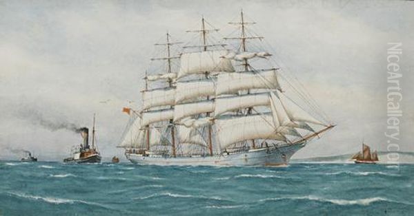 Sailing Vessel At Journey's End Together With Another In Tow - view 1