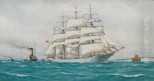 Sailing Vessel At Journey's End Together Withanother In Tow - view 1