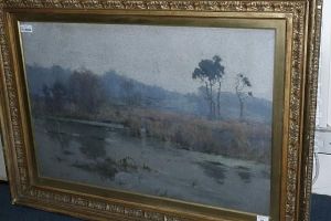 River Landscape With Trees by Reginald T. Jones