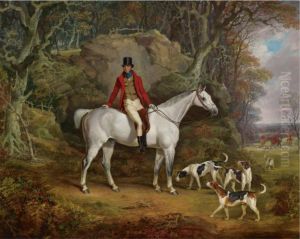 Viscount Rowland Hill On His Grey Hunter With The Shropshirehunt by Richard Jones
