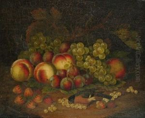 Still Life Of Bird, Fruit And Vine Leaves On A Ledge