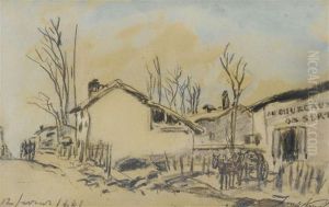 Devant L'auberge, Au Chuzeau, Temps De Neige Devant L'auberge, Au Chuzeau, Temps De Neige