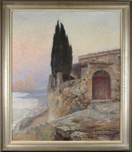 Bergsmotiv Fran Taormina, Signerad Och Daterad 1913