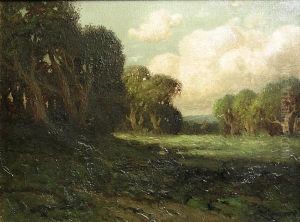 Sunlit Meadow With Oaks by Carl Henrik Jonnevold