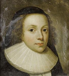 Portrait Of A Young Lady, Bust-length, In A Black Dress And A White Collar
