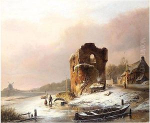 The Frozen River by Pieter Hendrik Lod. Jonxis