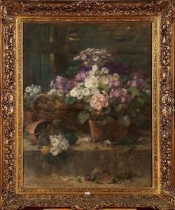 Pots De Fleurs Sur Le Muret by Eugene Joors