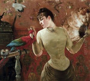 La Dame Au Perroquet by Eugene Joors