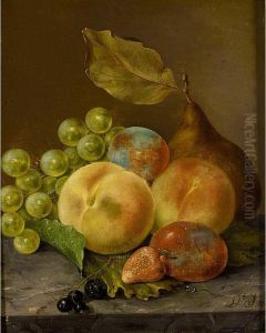 Still Life With Grapes, Peaches And A Prune