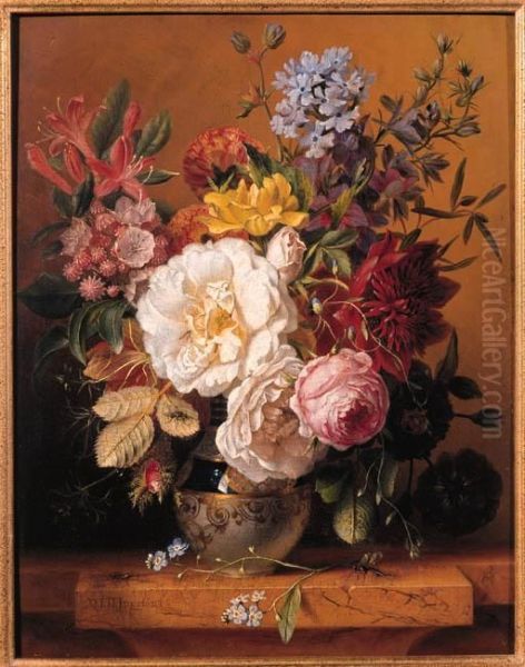 A Still Life With Roses, Forget-me-nots, Columbines Andcornflowers - view 1