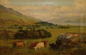 Extensive Highland Landscape With Cattle by Joseph Middleton Jopling
