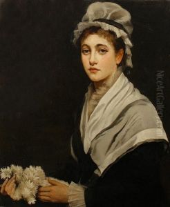 Portrait Of A Lady With Flowers by Louise Jopling