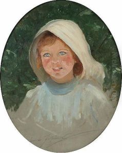 Portrait Of A Young Girl, Oval by Louise Jopling