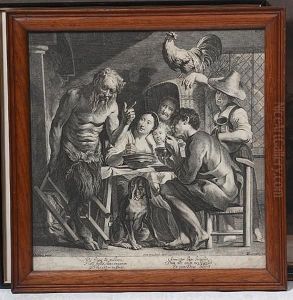Mythical Fawn And Family In An Interior by Hans Jordaens I