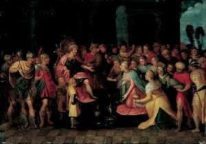 Konig Salomo Empfangt Die Konigin Von Saba. by Hans Jordaens I