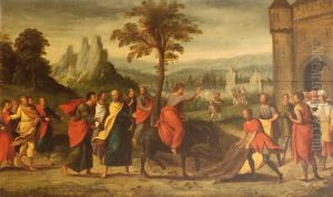L'entree Du Christ A Jerusalem by Hans III Jordaens