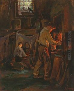 A Smithy In The Vosges Mountains by Carl Jordan