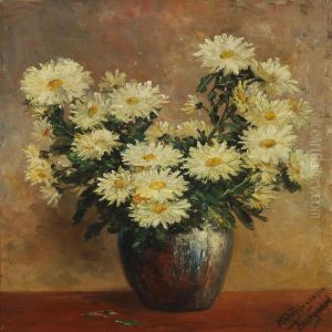 Still Life With White Flowers In A Vase