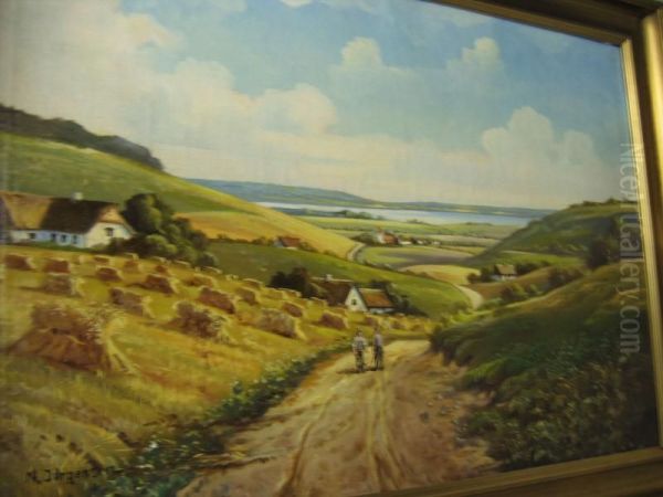 Figures On A Rural Path Leading To A Distant Lake - view 1
