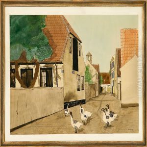 Two Street Scenes Fromdragor by Poul Jorgensen