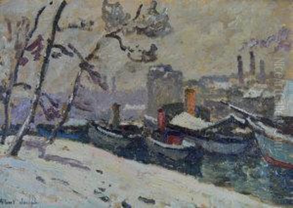 Barges In Winter - view 1