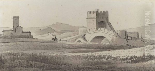 La Campagne Romaine Avec Vue Sur L'aqueduc Claudien; Le Palais Chigi A Ariccia; Et Le Pont Milvius - view 1